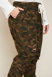 H5759 Camo Womens Distressed Camo French Terry Joggers Back