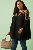 Sheer Tie Front Peasant Top