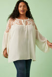 H5917 Womens Sheer Tie-Front Peasant Top Detail