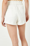 H6355W White Denim Plus High Waist Roll Up Denim Short Side