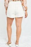 H6355 White Denim Womens High Waist Roll Up Denim Short Side