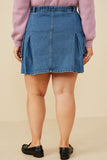 HB0009W Denim Plus Pleat Detail Denim Cargo Skirt Gif