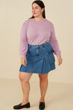 HB0009W Denim Plus Pleat Detail Denim Cargo Skirt Side