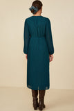 HB0025 Teal Womens Pleate Swiss Dot Surplice Dress Side