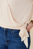 HB0068 Champagne Womens Tie Detail Surplice Dolman Sleeve Top Full Body