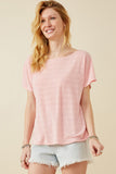 HDK1908W Pink Plus Patterned Reversed V Neck Knit Top Full Body