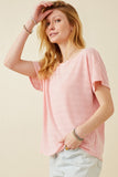 HDK1908W Pink Plus Patterned Reversed V Neck Knit Top Back