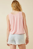 HDK1909 Blue Womens Patterned Button Detail Knit Tank Back