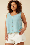 HDK1909W PINK Plus Patterned Button Detail Knit Tank Front