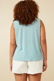 HDK1909W PINK Plus Patterned Button Detail Knit Tank Side