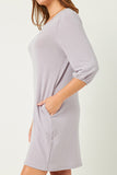 HDN4094W LAVENDER Plus Round Neck Balloon Sleeve Shift Dress Back