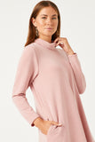 HDN4095W MAUVE Plus Turtleneck Long Sleeve Brushed Knit Shift Dress Side