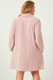 HDN4095 MAUVE Womens Turtleneck Long Sleeve Brushed Knit Shift Dress Detail