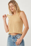 HDN4677W Mustard Plus Loose Knit Ribbed Button Back Tank Detail