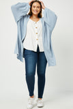 HDY2977W Denim Plus Two Tone Ribbed Knit Open Cardigan Gif