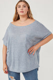 Wide Neck Loose Knit Pocket Slouchy Top