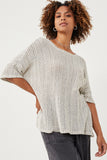 HDY6100W Oatmeal Plus Loose Knit Textured Pocket Detail Knit Top Front