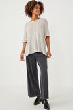 HDY6100 Oatmeal Womens Loose Knit Textured Pocket Detail Knit Top Full Body