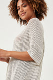 HDY6100 Oatmeal Womens Loose Knit Textured Pocket Detail Knit Top Side