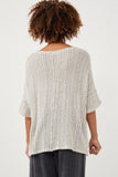 HDY6100 Oatmeal Womens Loose Knit Textured Pocket Detail Knit Top Back