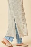 Textured Stripe Loose Knit Side Slit Duster