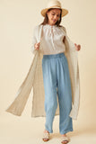 Textured Stripe Loose Knit Side Slit Duster