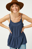 HJ1167 Navy Womens Tiered Cami Top Back