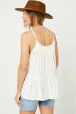 HJ1167W Off White Plus Tiered Cami Top Full Body