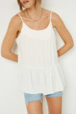HJ1167W Off White Plus Tiered Cami Top Front