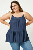 HJ1167 Navy Womens Tiered Cami Top Front