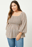 Puff Sleeve Smocked Peplum Top