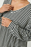 Striped Knit Puff Sleeve Peplum Top