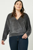 Surplice Textured Velvet Top