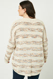 HJ3120 Cappuccino Womens Popcorn Stripe Knit Sweater Front 2