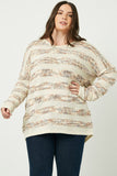 HJ3120 Cappuccino Womens Popcorn Stripe Knit Sweater Back