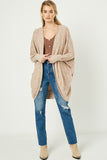 Banded Dolman Sleeve Open Cardigan