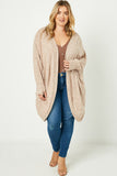 Banded Dolman Sleeve Open Cardigan