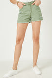 HJ3329W Black Plus Distressed Washed Color Denim Shorts Side