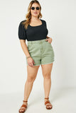 HJ3329 Black Womens Distressed Washed Color Denim Shorts Detail