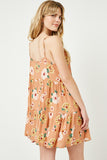 HJ3433 Seafoam Womens Floral Tiered Sleeveless Swing Dress Gif