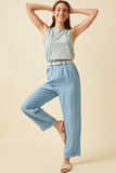 HK1011W Light Denim Plus Washed Tencel Elastic Waist Wideleg Pants Full Body 2