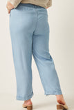 HK1011 Light Denim Womens Washed Tencel Elastic Waist Wideleg Pants Back