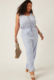 Drawstring Waist Button Detail Tank Jumpsuit