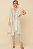 HK1032W Blush Plus Ombre Printed Embossed Chiffon Flowy Kimono Full Body