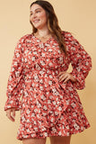 Floral Print Cinched Cuff Wrap Dress