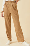 Textured Elastic Waist Wideleg Pants