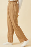 HK1173 TAUPE Plus Textured Elastic aist ideleg Pants Side