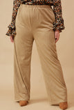 HK1173 TAUPE Plus Textured Elastic aist ideleg Pants Back