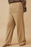 Textured Elastic Waist Wideleg Pants