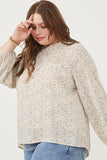 HK1194 Ivory Womens Ditsy Print Smocked Detail Long Sleeve Top Side